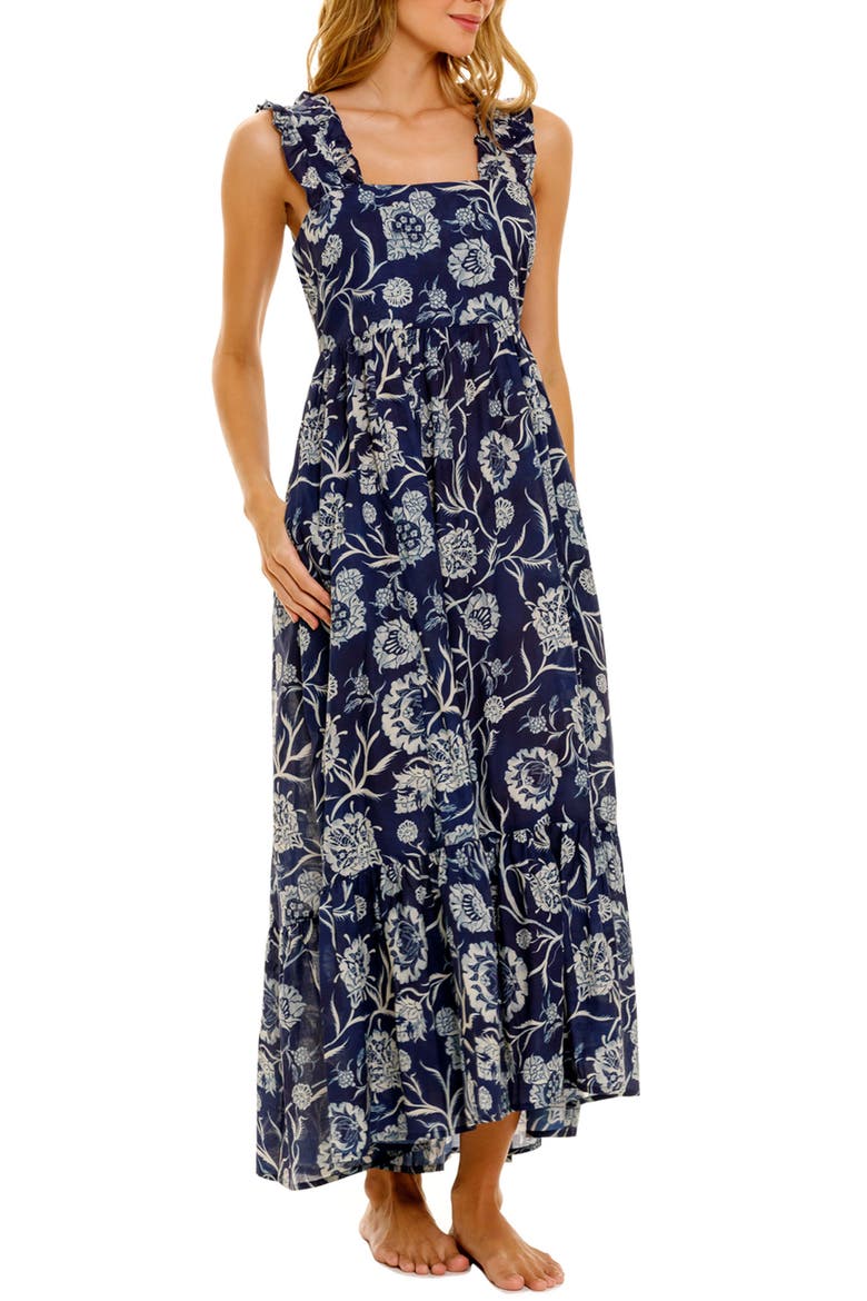 Mika Claire Blue Linen Nightgown, Main, color, CLAIRE BLUE
