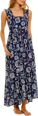 The Lazy Poet Mika Claire Blue Linen Nightgown