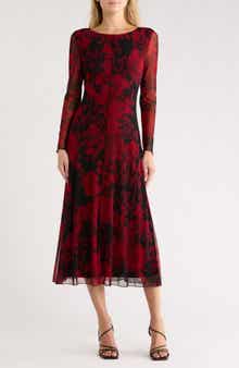 Connected Apparel Long Sleeve Mesh Midi Dress