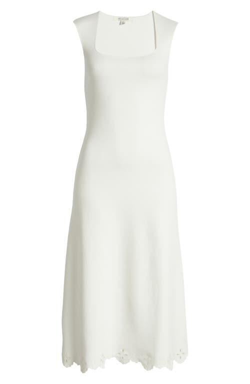 Zoe And Claire Eyelet Trim Sleeveless Knit Midi Dress In White