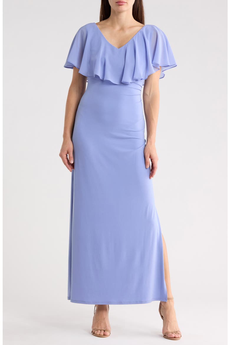 Flutter Sleeve V-Neck Dress, Main, color, PERIWINKLE