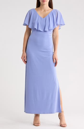 slim fit dress slacks Sail to Sable V-Neck Flutter Sleeve Maxi Dress