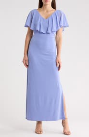 Connected Apparel Flutter Sleeve V-Neck Dress