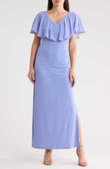 Connected Apparel Flutter Sleeve V-Neck Dress