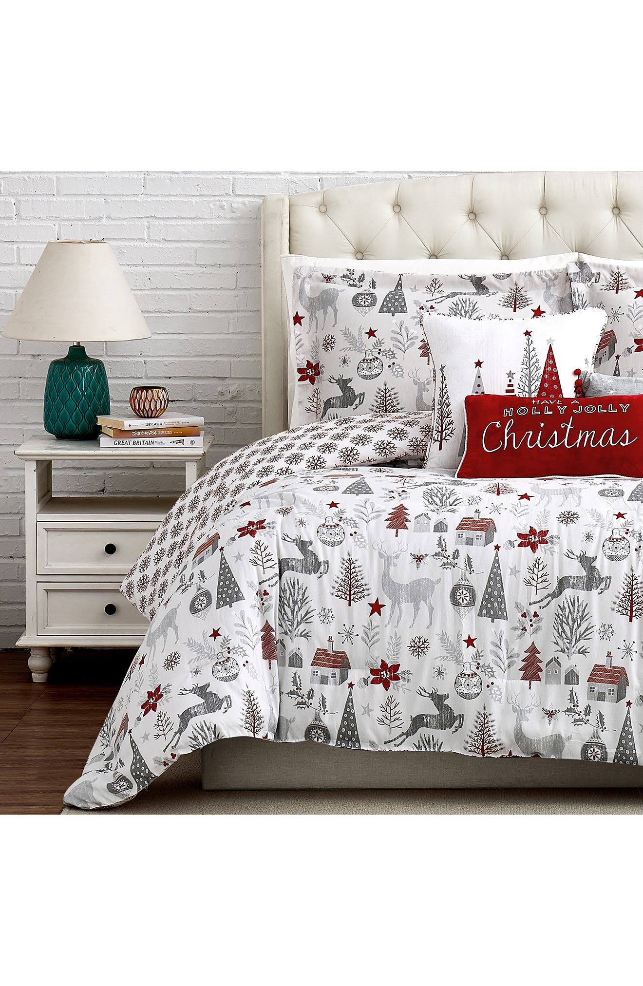 SOUTHSHORE FINE LINENS Holly Jolly Lane Microfiber Comforter & Accent Pillows Set