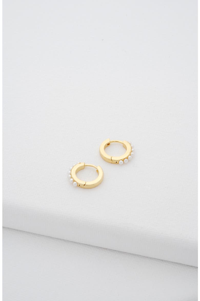 Persia Faux Pearl Huggie Earrings, Alternate, color, GOLD TONE PEARL