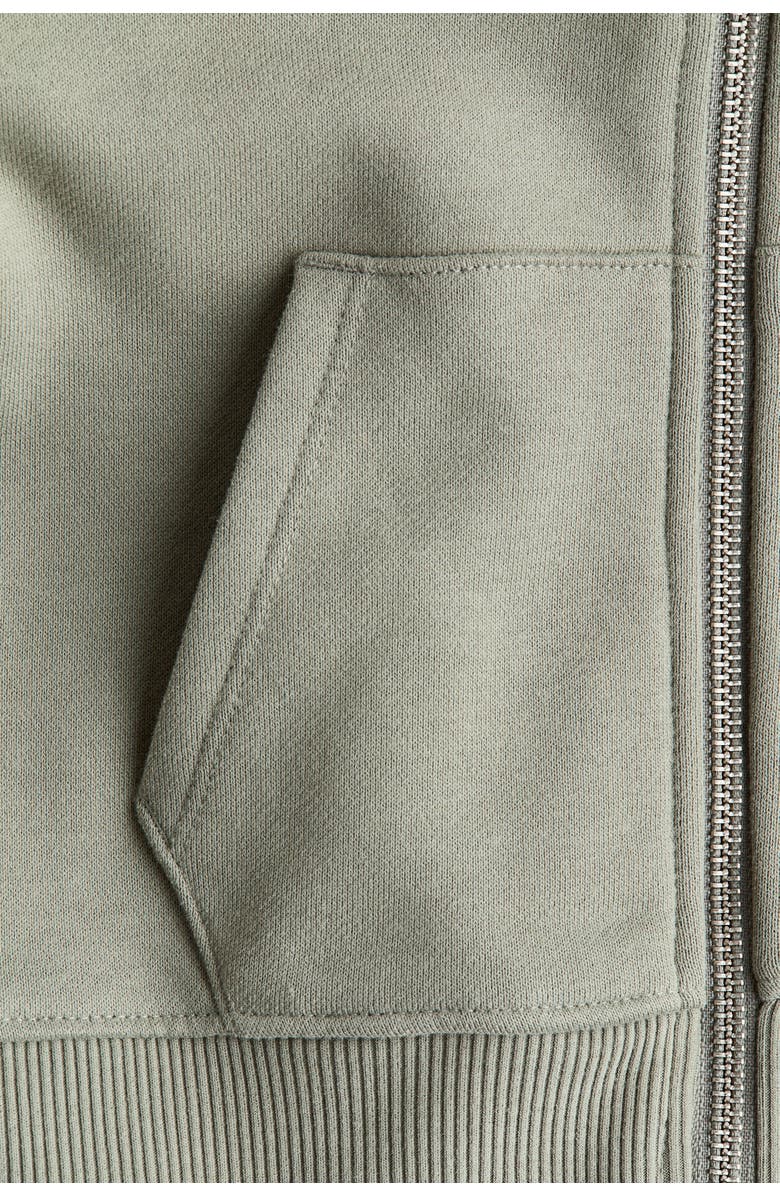 H&M Cotton Zip-through Hoodie, Alternate, color, Khaki Green