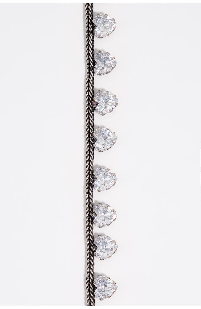 Bimba y Lola Aged Crystal Hearts Necklace, Alternate, color, Dark Silver