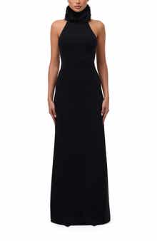 Naked Wardrobe Halter Dress with Removable Faux Fur Collar