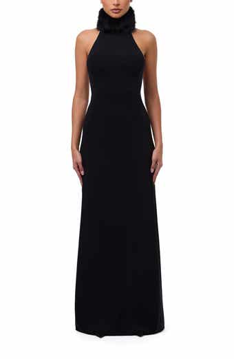 Naked Wardrobe Halter Dress with Removable Faux Fur Collar