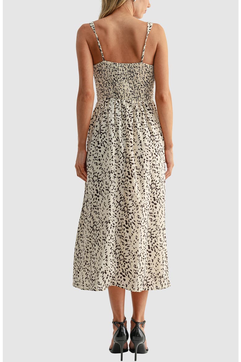 Square Neck Fit and Flare Midi Dress, Alternate, color, CREAM BROWN