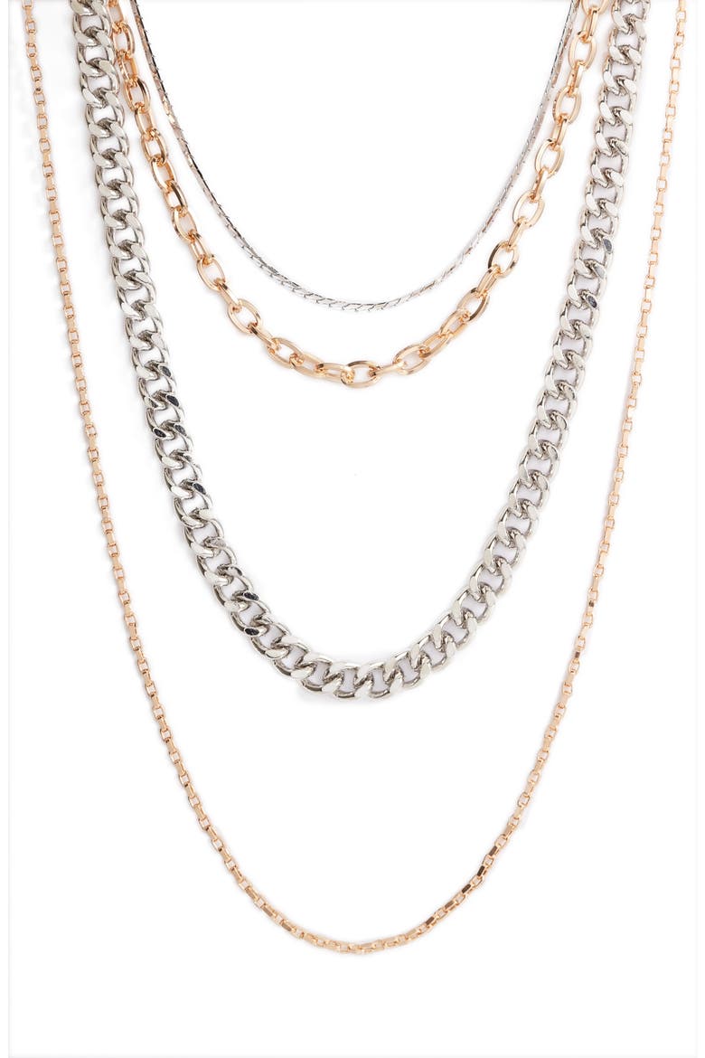 Set of Four Necklaces, Main, color, GOLD- SILVER
