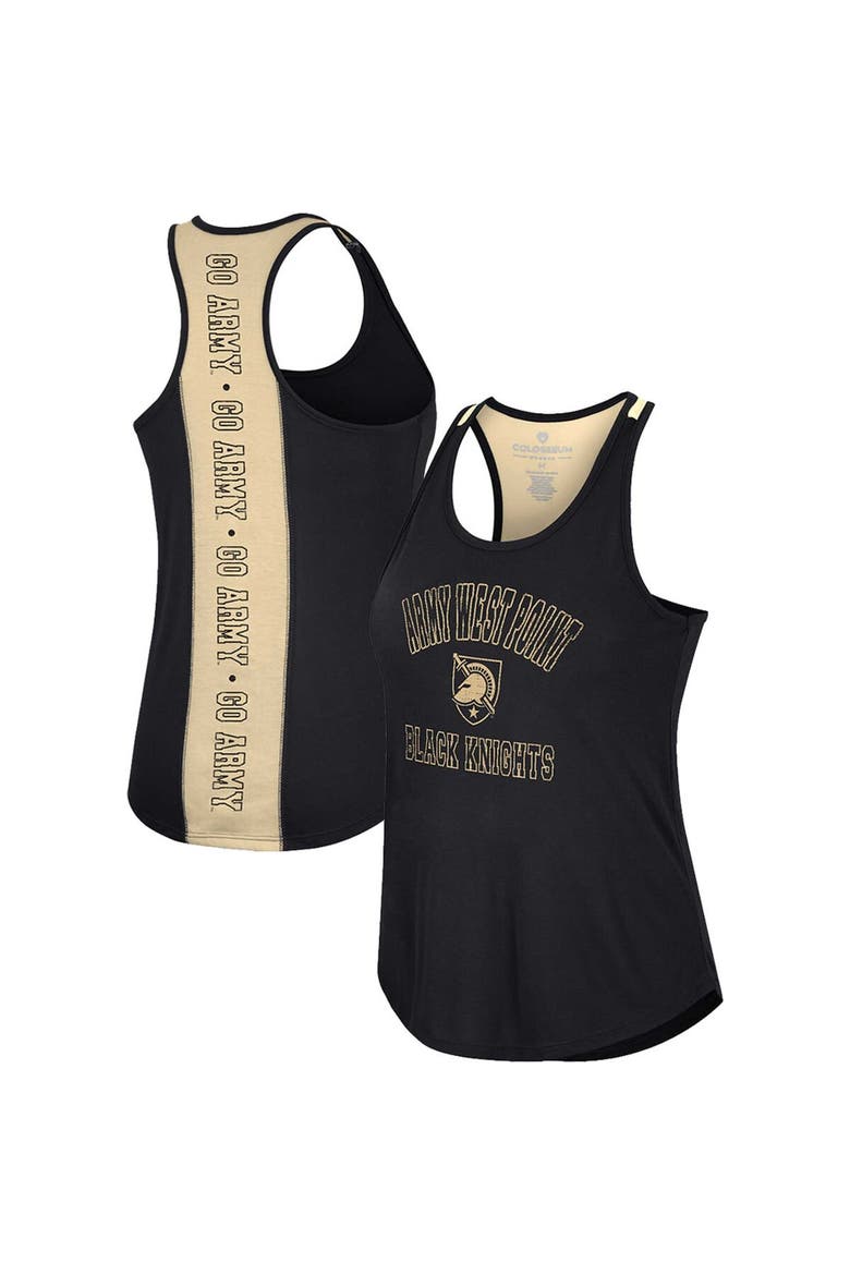 Women's Colosseum Black Army Black Knights 10 Days Racerback Scoop Neck Tank Top, Alternate, color, Black