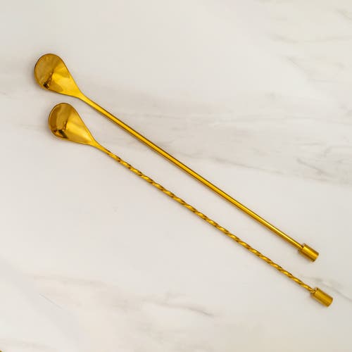 A Bar Above Gold Bar Spoons, Combo Set Of 2 In Gold