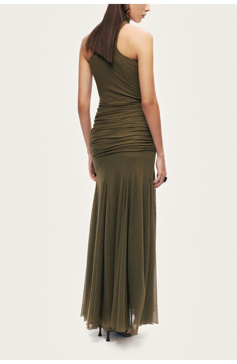 Nocturne Halter Neck Draped Maxi Dress, Alternate, color, Khaki