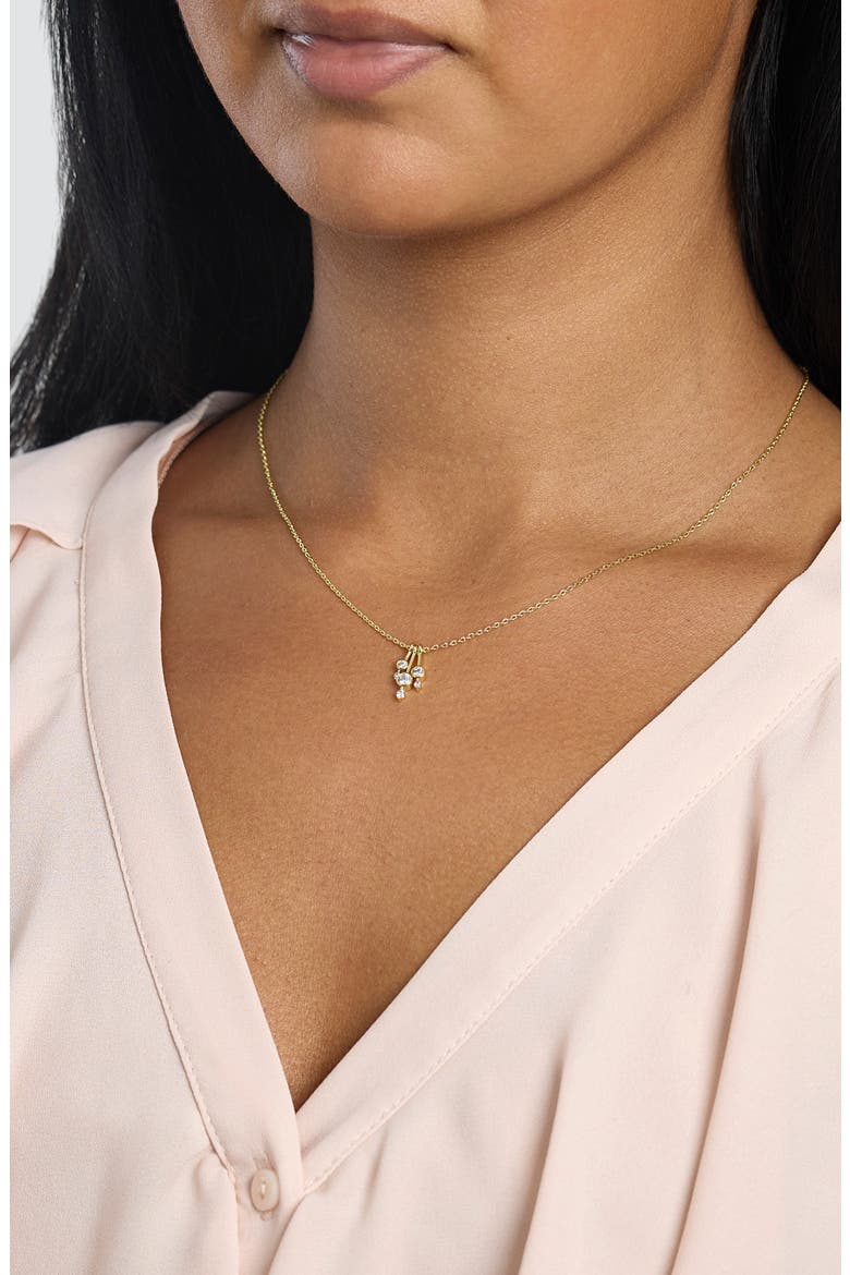 Cubic Zirconia Bar Pendant Necklace, Alternate, color, GOLD