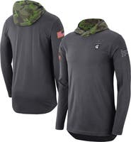 Nike Men's Nike Anthracite Michigan State Spartans Military Long Sleeve Hoodie T-Shirt