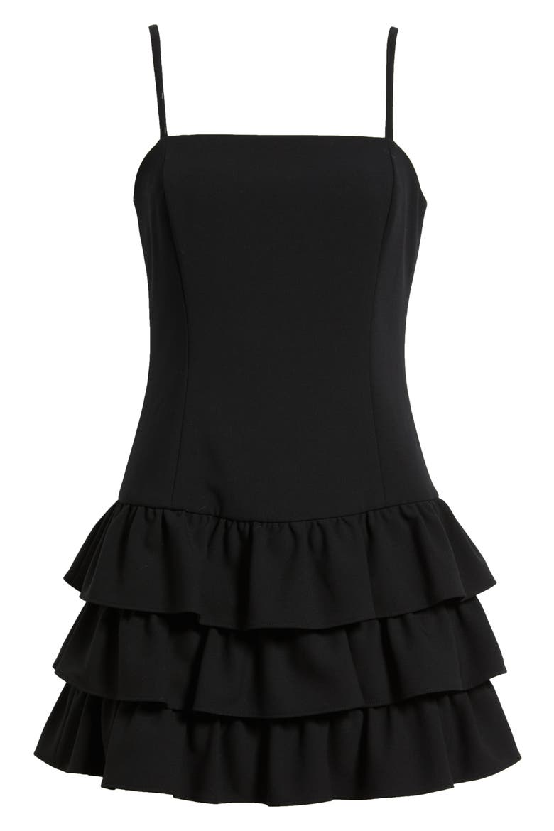 Whisper Tiered Ruffle Minidress, Alternate, color, BLACK