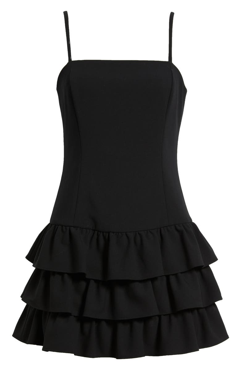 French Connection Whisper Tiered Ruffle Minidress, Alternate, color, Black