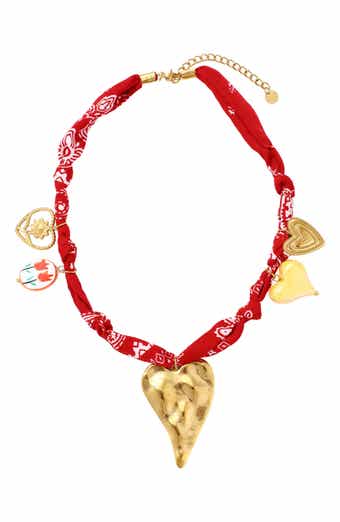 Heart Charm Bandana Necklace