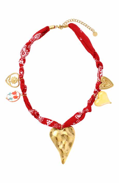 Heart Charm Bandana Necklace