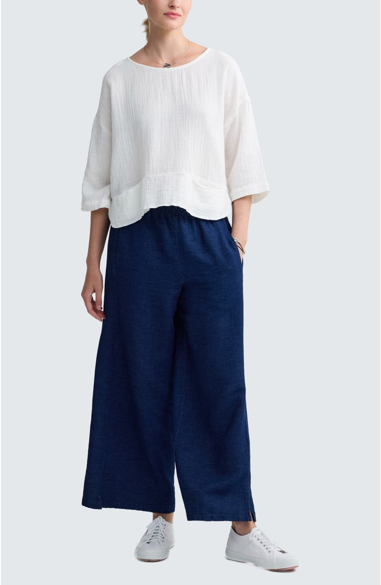 LUUKAA Azalea Denim Muslin Pants, Alternate, color, Navy Denim