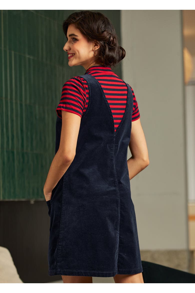 V-Neck Sleeveless Stretch Corduroy Jumper, Alternate, color, Midnight Sky