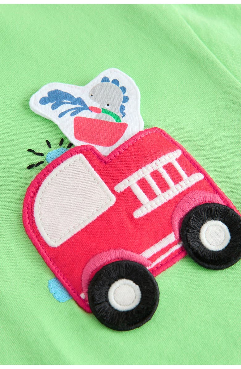 NEXT Kids' Firetruck Appliqué Cotton Graphic T-Shirt, Alternate, color, Green