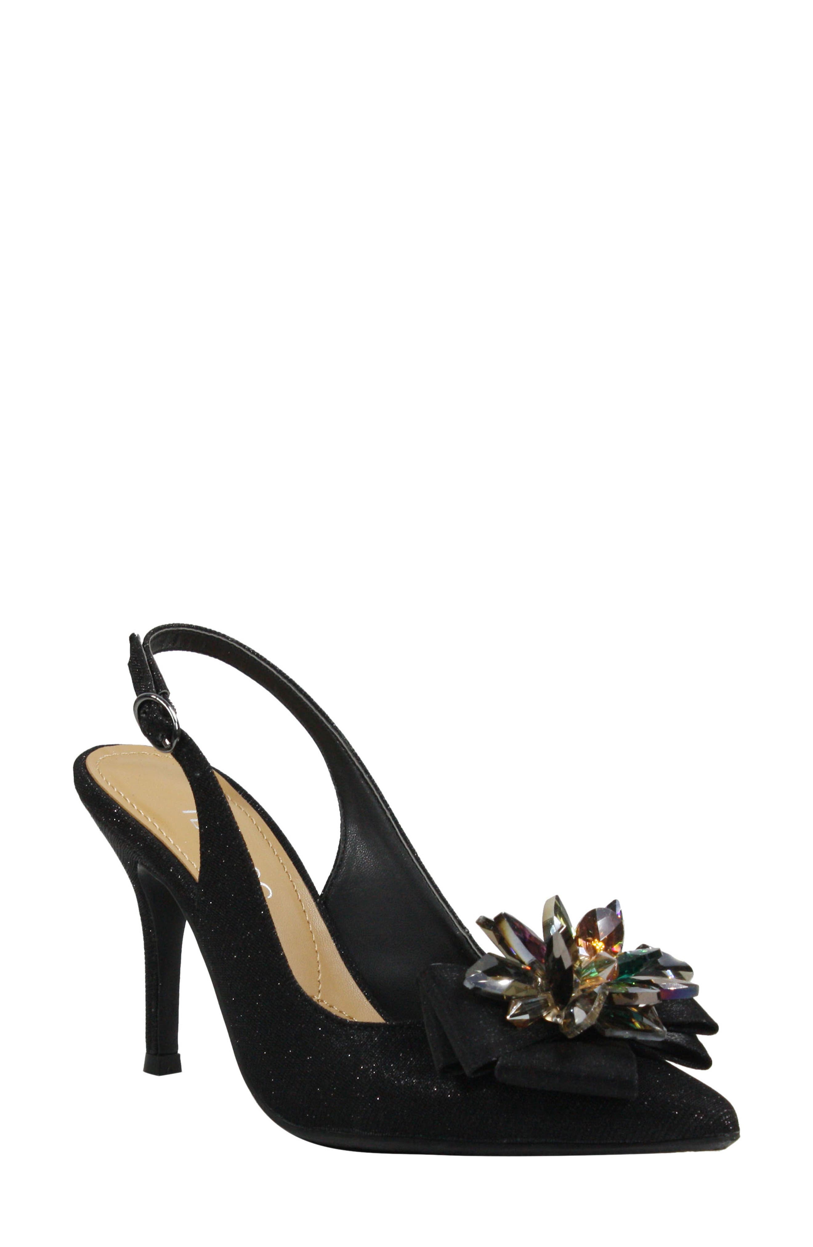 Denyell Slingback Pump, Main, color, BLACK GLITTER FABRIC