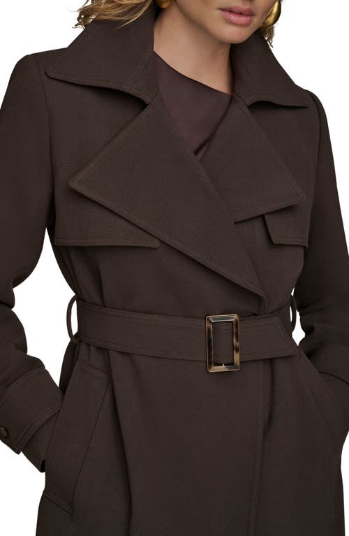 Donna Karan New York Belted Long Raincoat In Brown