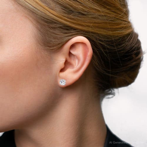 Bliss Diamond 3 Cttw Diamond Studs With Screw Backs 14k Gold Lab Grown In Silver