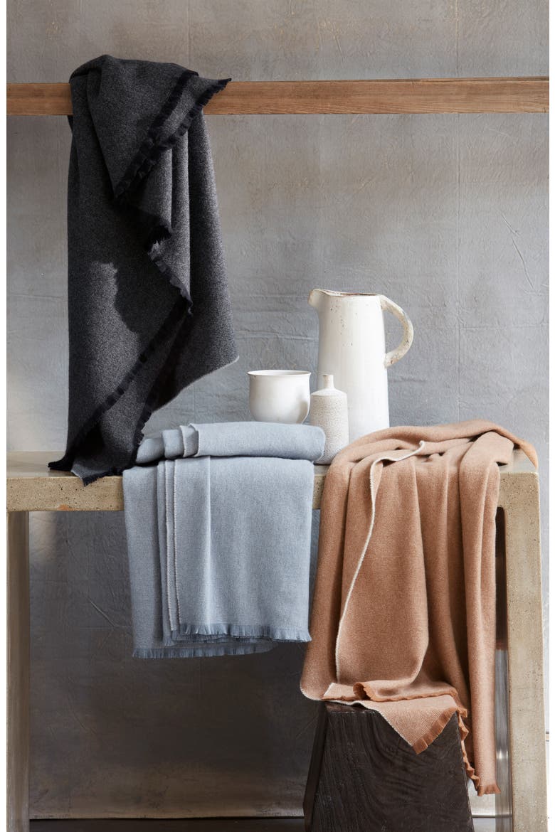 Agnes Cotton & Cashmere Throw Blanket, Alternate, color, BLUE/ BLACK