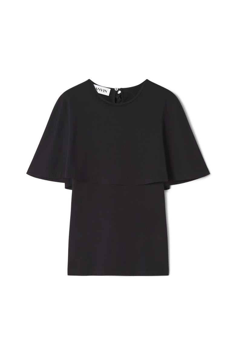 Cape T-Shirt In Cotton And Silk, Alternate, color, Black