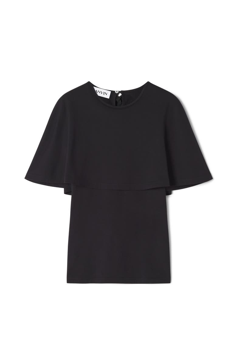 Lanvin Cape T-Shirt In Cotton And Silk, Alternate, color, Black