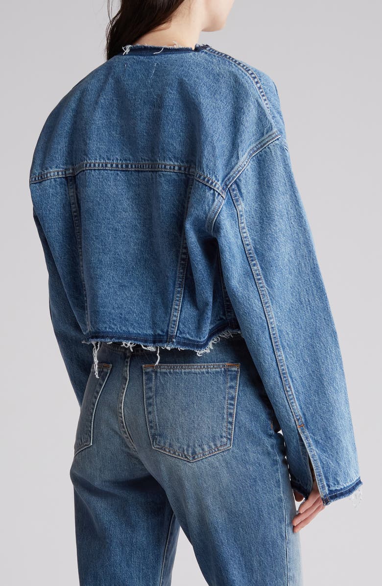 SLVRLAKE Collarless Organic Cotton Trucker Jacket, Alternate, color, 