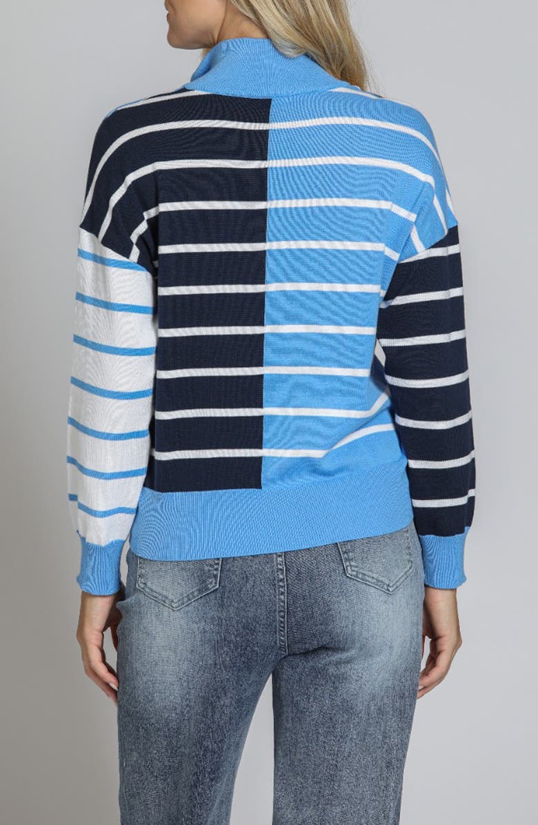 APNY Coastal Stripe Colorblock Half Zip Cotton Sweater, Alternate, color, 