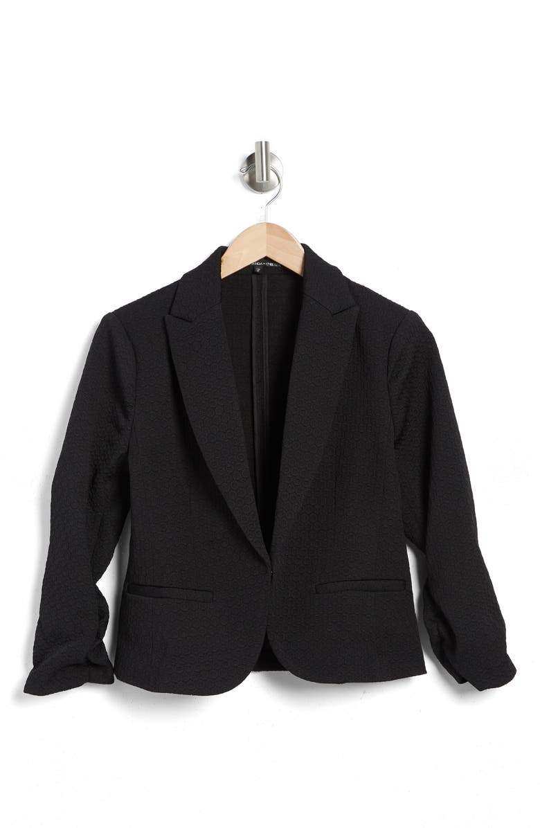 Amanda & Chelsea Ruched Sleeve Jacquard Blazer, Alternate, color, 