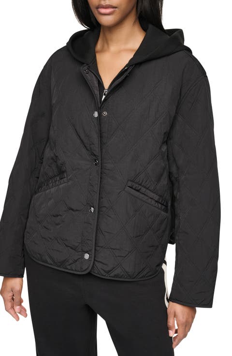 Quilted Jacket with Hooded Knit Bib