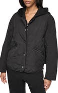DKNY Quilted Jacket with Hooded Knit Bib