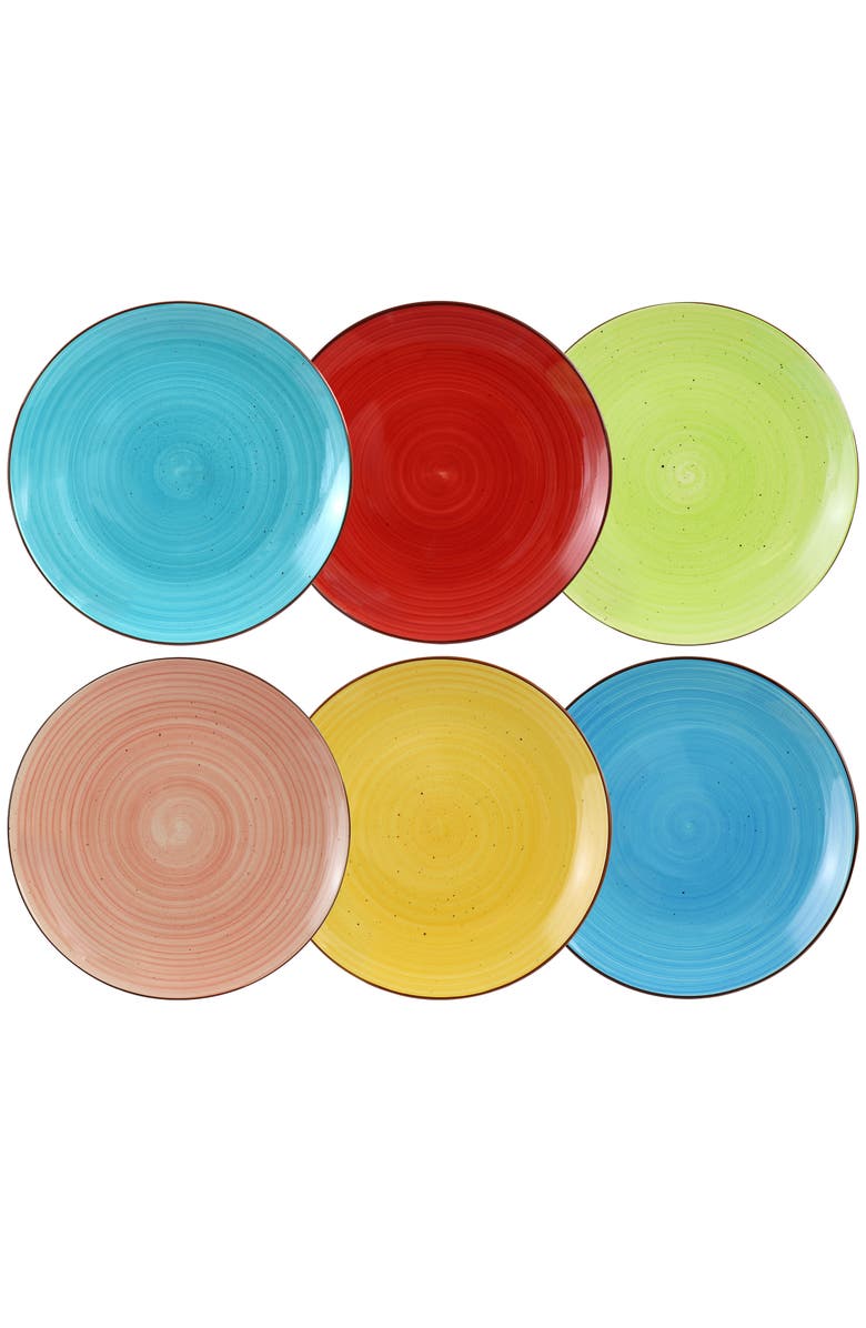Elama Sebastian 6 Piece Stoneware Dinner Plate Set, Alternate, color, Assorted