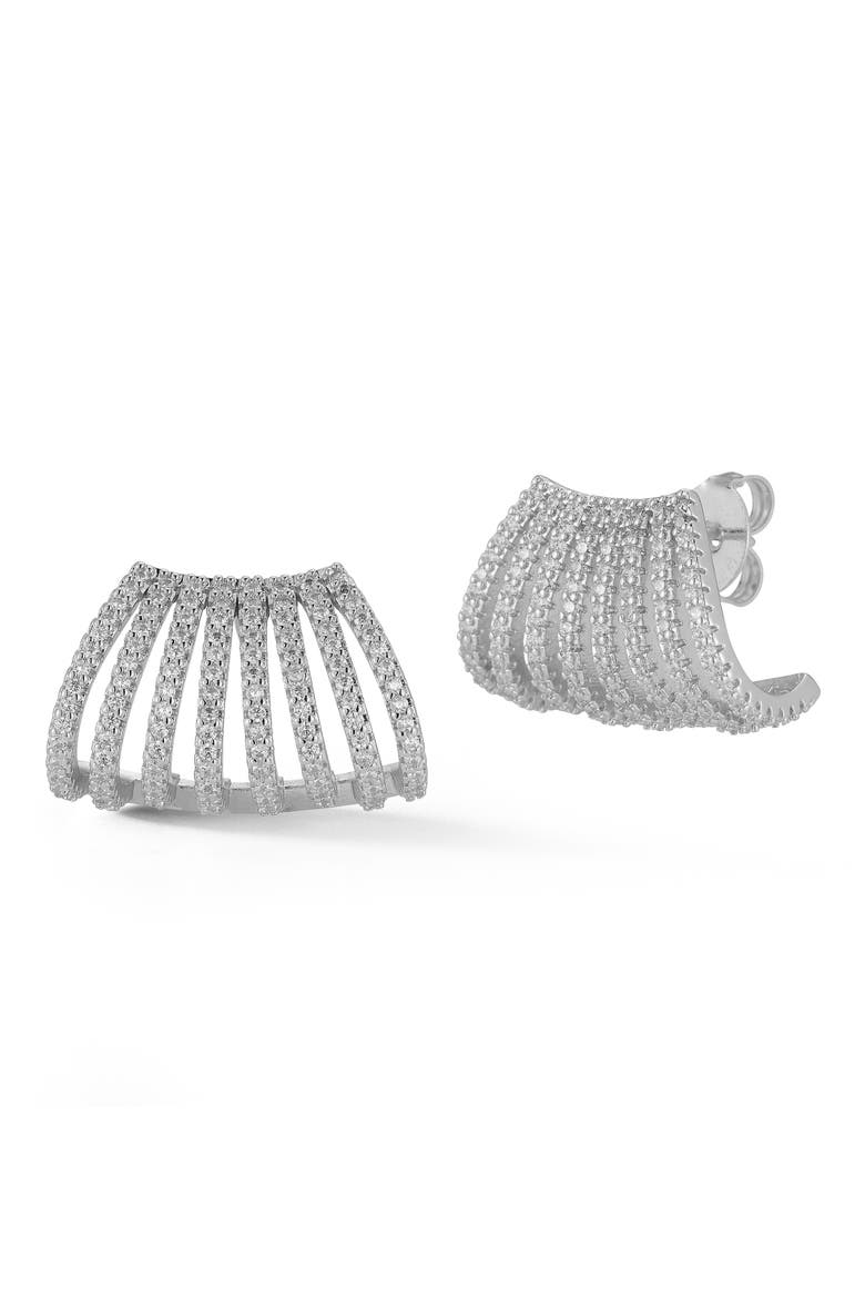 Cubic Zirconia Cage Stud Earrings, Main, color, SILVER