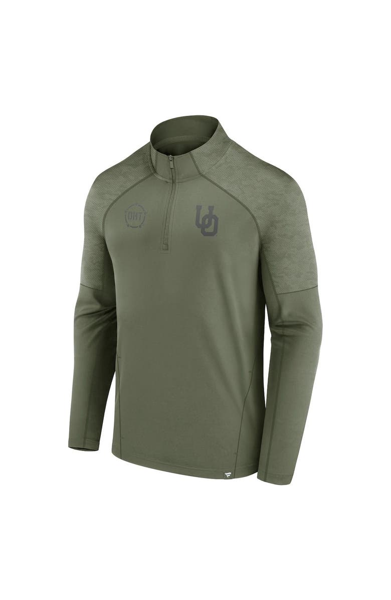 FANATICS Men's Fanatics Branded Olive Oregon Ducks OHT Military Appreciation Titan Raglan Quarter-Zip Jacket, Alternate, color, 