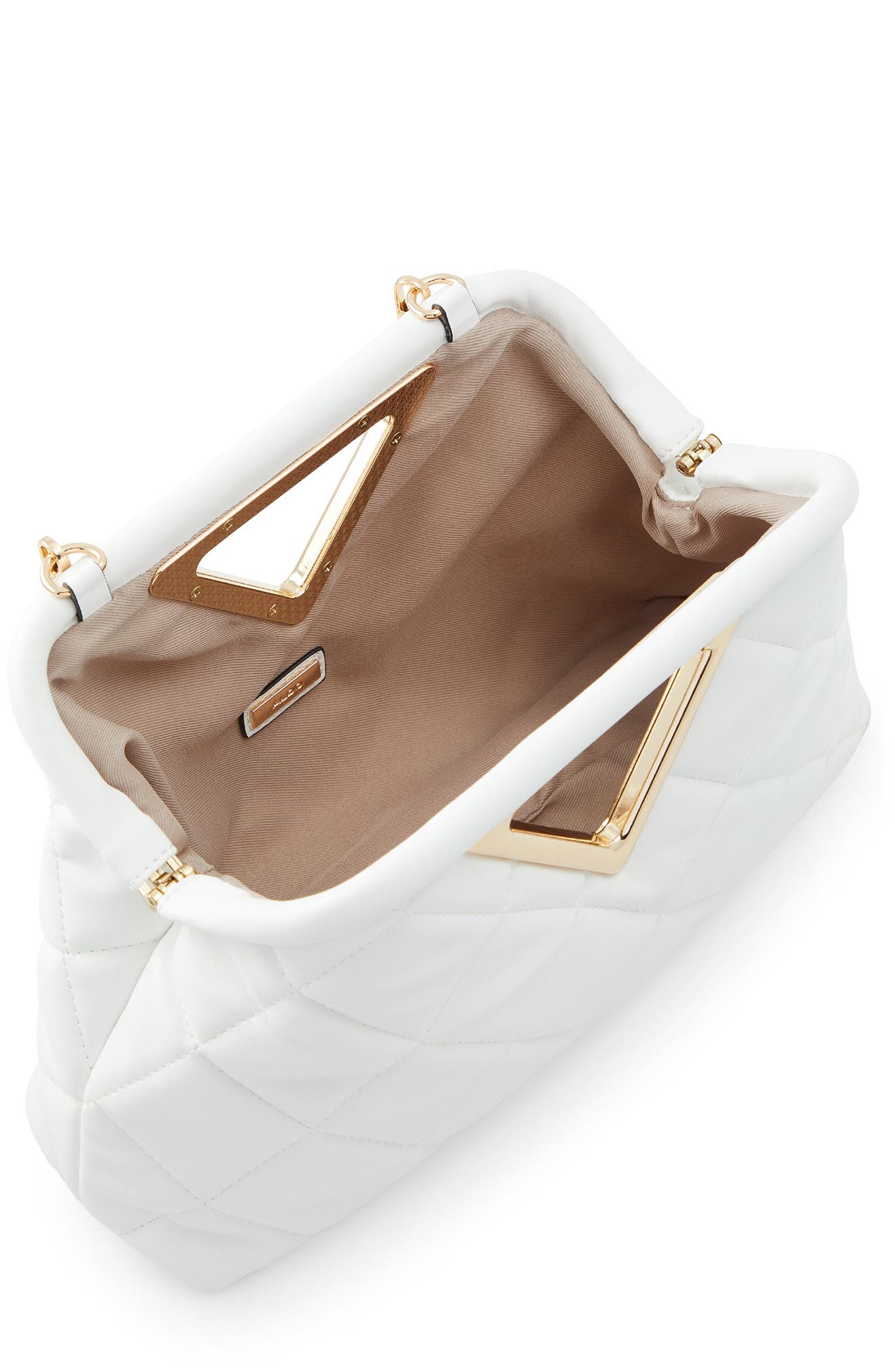 Triada Faux Leather Clutch, Alternate, color, WHITE