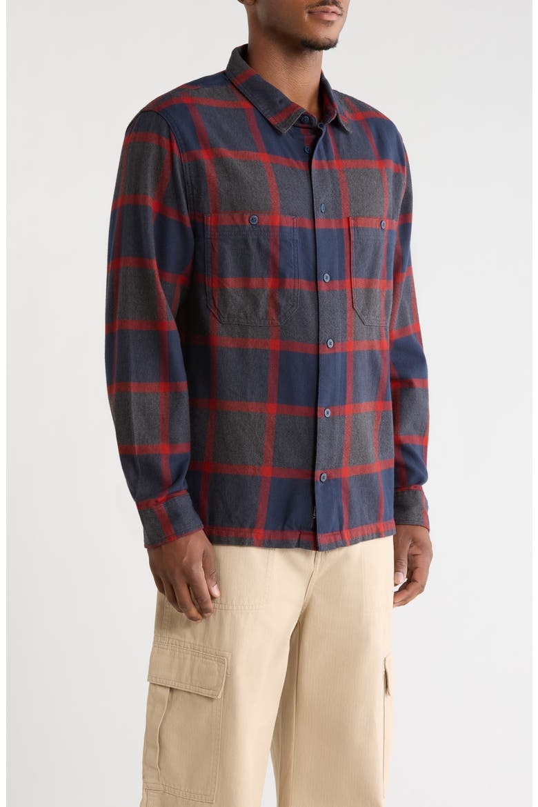Larkspur Plaid Organic Cotton Flannel Button-Up Shirt, Alternate, color, PARISIAN NIGHT-POPPY EMBER