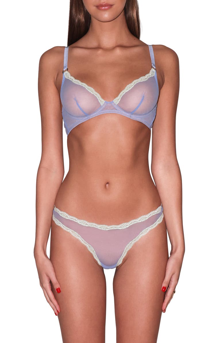 Fleur Du Mal Sheer Tulle Thong, Alternate, color, Daydream