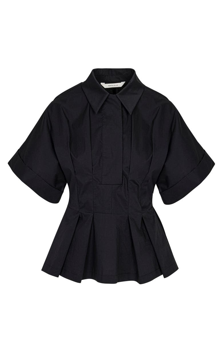 Rebecca Taylor Poplin Peplum Blouse, Alternate, color, Black