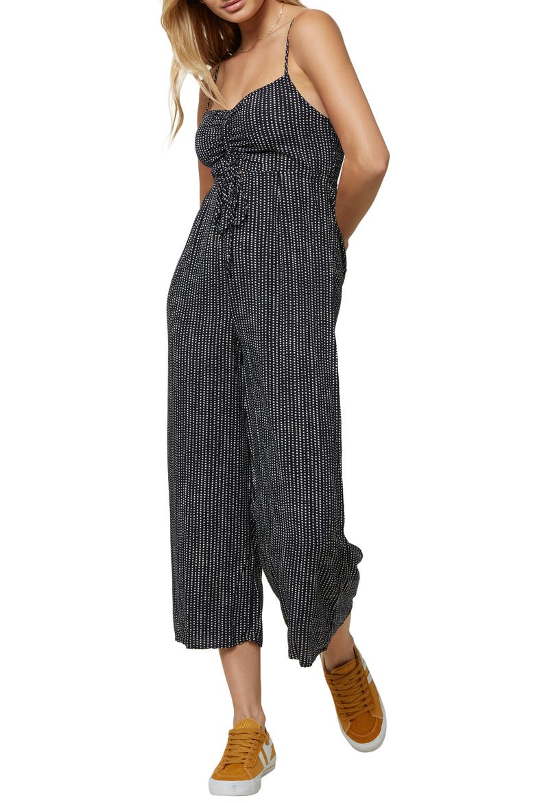 Anabella Dot Print Jumpsuit, Main, color, ABYSS