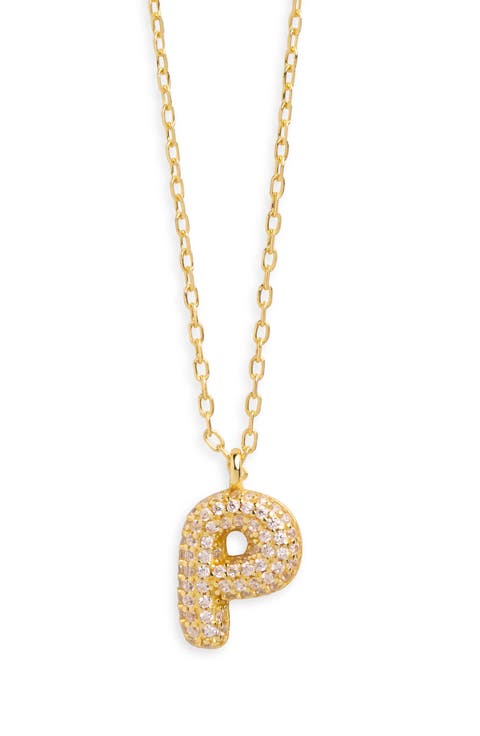 Cubic Zirconia Bubble Inital Pendant Necklace