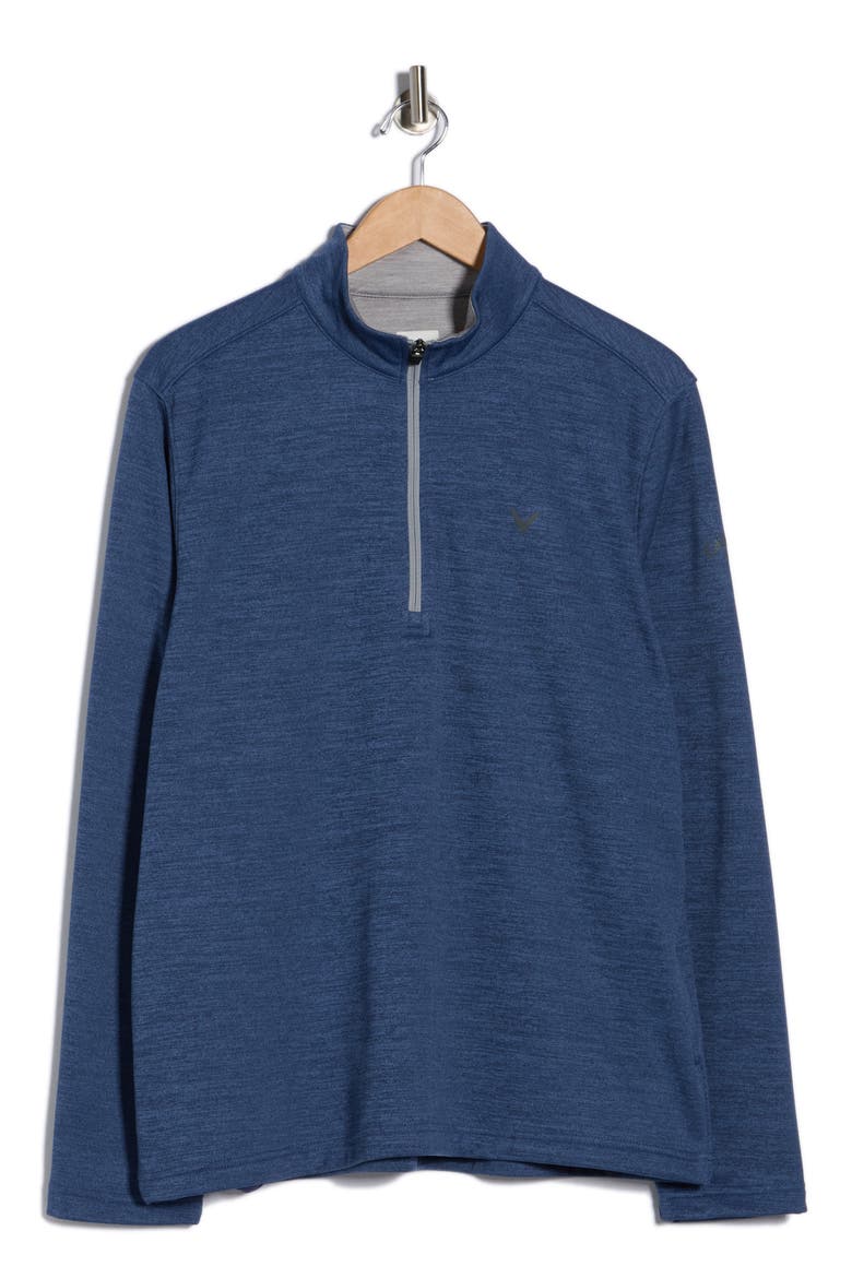 Fleece Quarter Zip Golf Base Layer, Alternate, color, PEACOAT HEATHER