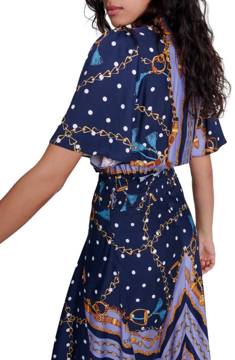 maje Satin-look patterned maxi dress, Alternate, color, 